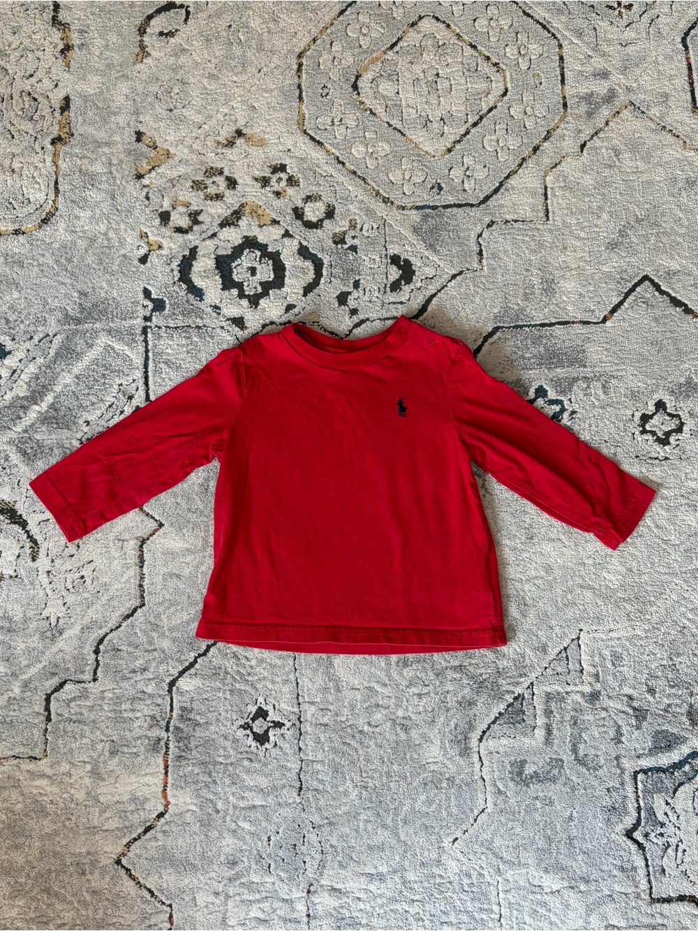 Ralph Lauren Bright Red Long-Sleeve Polo Tee, 12 months